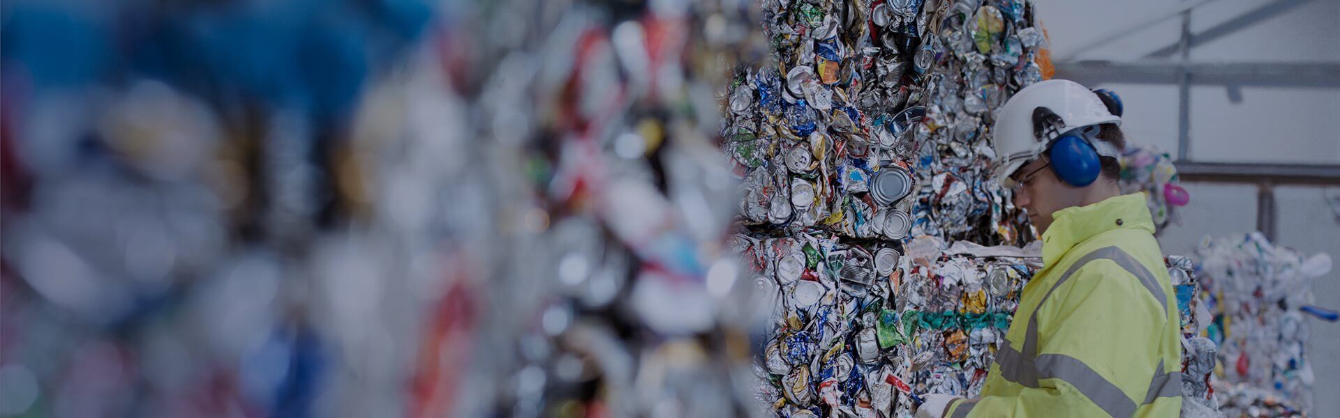 an image to show a worker at a waste and recycling plant