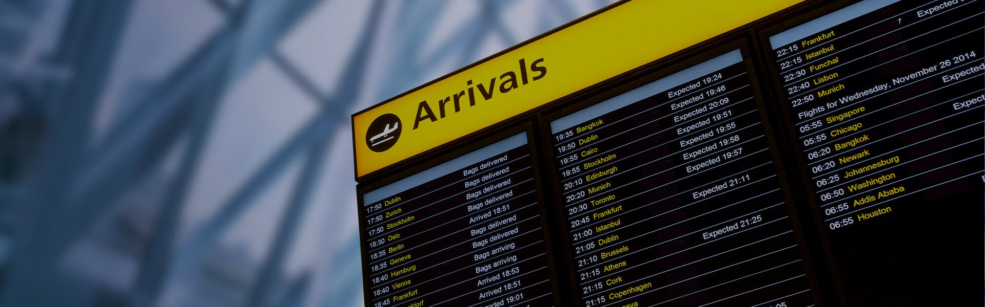 Image of airport arrivals board
