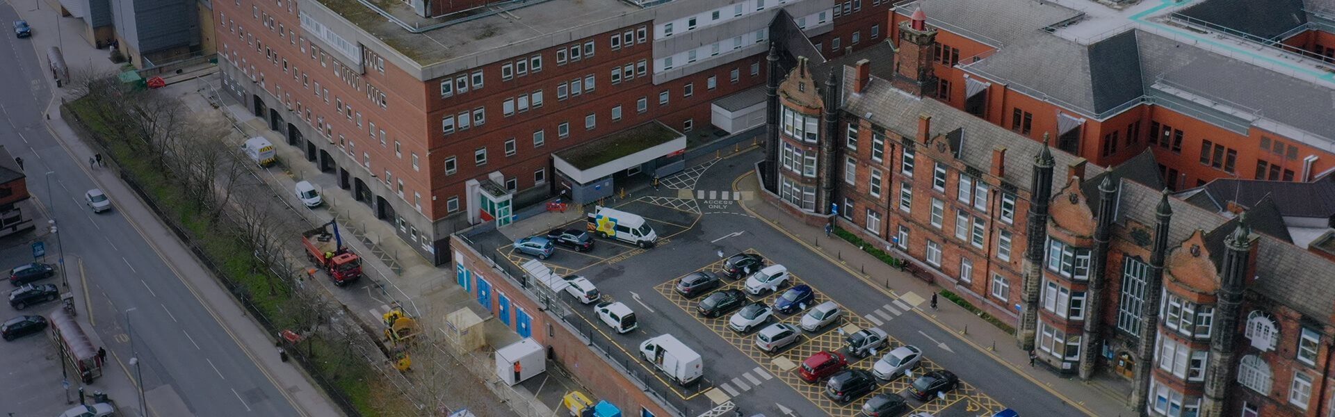 Image of the aerial view of a hospital site